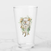 Perzik Bloemen Groene Droom Catcher Vrede Glas (Voorkant)