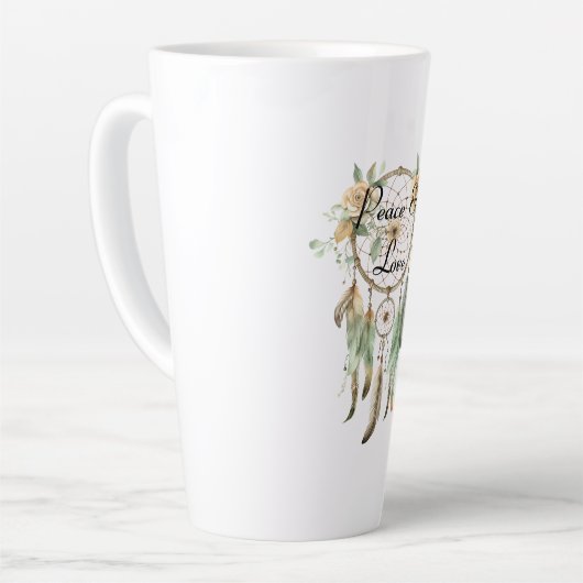 Perzik Bloemen Groene Droom Catcher Vrede Latte Mok (Linkerhoek)