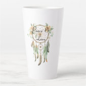 Perzik Bloemen Groene Droom Catcher Vrede Latte Mok (Voorkant)