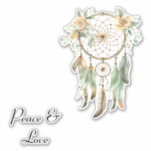 Perzik Bloemen Groene Droom Catcher Vrede Sticker