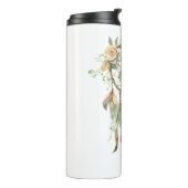 Perzik Bloemen Groene Droom Catcher Vrede Thermosbeker (Gedraaid links)