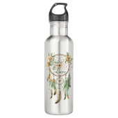 Perzik Bloemen Groene Droom Catcher Vrede Waterfles (Voorkant)