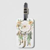 Perzik Bloemen Groene Droomvanger Bagagelabel (Voorkant (verticaal))