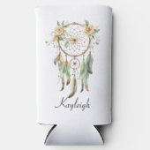 Perzik Bloemen Groene Droomvanger Seltzer Blikjeskoeler (Voorkant)