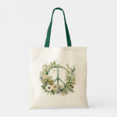 Perzik Bloemen Groene Droomvanger Tote Bag (Achterkant)