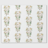 Perzik Bloemen Groene Droomvanger Verjaardag Cadeaupapier (Vlak)