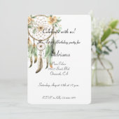 Perzik Bloemen Groene Droomvanger Verjaardag Kaart (Staand voorkant)