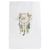 Perzik Bloemen Groene Droomvanger Verjaardag Medium Cadeauzakje (Achterkant)