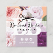  Perzik Bloemen Haar Salon Stylist QR Code Vierkante Visitekaartje (Voorkant)