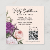  Perzik Bloemen Haar Salon Stylist QR Code Vierkante Visitekaartje (Achterkant)