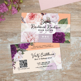 Perzik Bloemen Haar Salon Stylist QR Code Visitekaartje