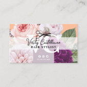  Perzik Bloemen Haar Stylist Afspraak QR Visitekaartje (Voorkant)