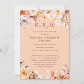 Perzik  Bloemen Herfst Baby-Q BBQ Baby shower Kaart (Voorkant)