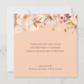 Perzik  Bloemen Herfst Baby shower Bedankkaart (Achterkant)