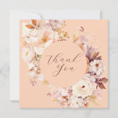 Perzik  Bloemen Herfst Baby shower Bedankkaart (Voorkant)