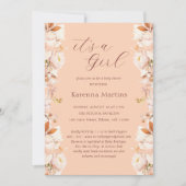 Perzik  Bloemen Herfst Het is een Meisje Baby show Kaart (Voorkant)