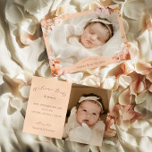 Perzik  Bloemen Herfst Twee Foto Geboorte Aankondiging