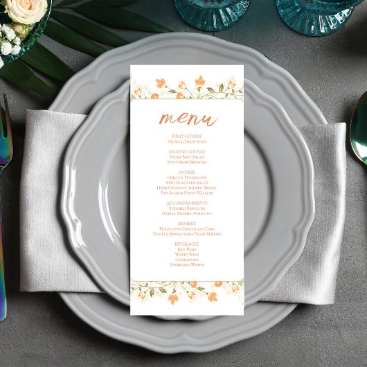 Perzik Bloemen Huwelijk Custom Menu