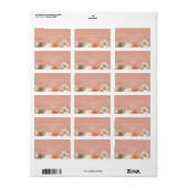 Perzik Bloemen Huwelijk Retouradres Label (Full Sheet)