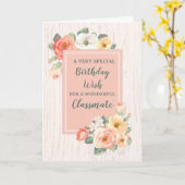 Perzik Bloemen Klasgenoot Verjaardag Kaart (Gele Bloem)