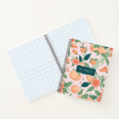 Perzik Bloemen Kleurrijk Gepersonaliseerd Patroon Notitieboek (Binnen)