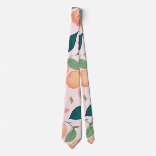 Perzik Bloemen Kleurrijk Gepersonaliseerd Patroon Stropdas (Voorkant)