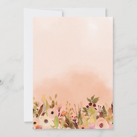 Perzik Bloemen Krans Foto bruiloft Save The Date (Achterkant)