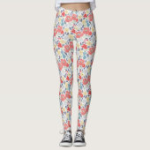 Perzik Bloemen Leggings (Voorkant)