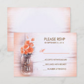 perzik bloemen metselaar pot bruiloft RSVP kaarten Kaartje (Voorkant / Achterkant)
