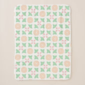 Perzik bloemen & mintgroene bladeren sherpa deken (Voorkant)