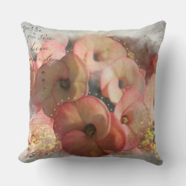 Perzik Bloemen Mix Media Kussen