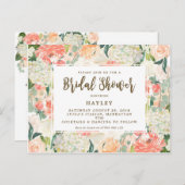 Perzik Bloemen Moderne bruids douche uitnodiging (Voorkant / Achterkant)
