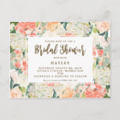 Perzik Bloemen Moderne bruids douche uitnodiging Briefkaart (Voorkant)