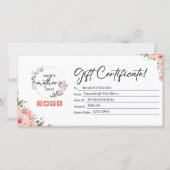 Perzik Bloemen Moederdag Cadeaubon (Voorkant)