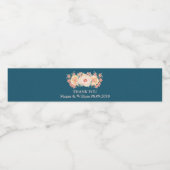 Perzik Bloemen Navy Blue Custom Water Fles Label Waterfles Etiket (Enkel label)