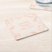 Perzik Bloemen Onderzetters: Party Esthetisch op p Kartonnen Onderzetters (Schuin)