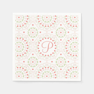 Perzik Bloemen Papier Initial Servet