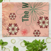 Perzik Bloemen Persoonlijk display Theedoek (Gevouwen)