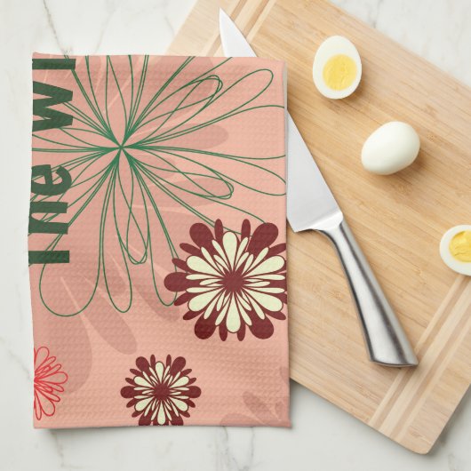 Perzik Bloemen Persoonlijk display Theedoek (Quarter Fold)