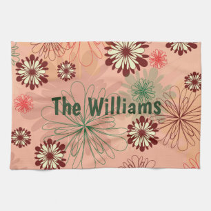 Perzik Bloemen Persoonlijk display Theedoek