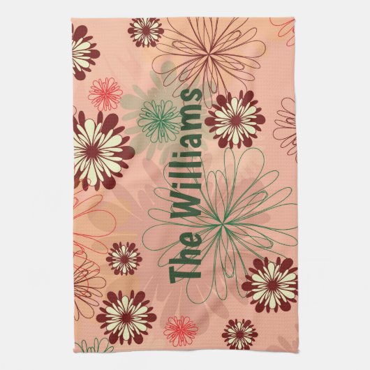 Perzik Bloemen Persoonlijk display Theedoek (Verticaal)