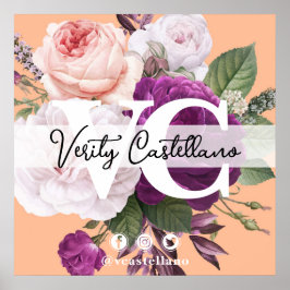 Perzik Bloemen Persoonlijk Visitekaartje Poster