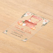 Perzik Bloemen Pompoen Markt Trouwen Save the Date Acryl Uitnodigingen (Laagn)