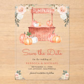Perzik Bloemen Pompoen Markt Trouwen Save the Date Acryl Uitnodigingen (Voorkant)