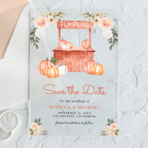 Perzik Bloemen Pompoen Markt Trouwen Save the Date