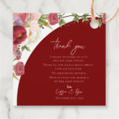 Perzik Bloemen Rode Boog Huwelijk Dank u Bericht Bedankjes Labels (Achterkant)