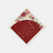 Perzik Bloemen Rode Boog Huwelijk Dank u Bericht Servet (Hoek)