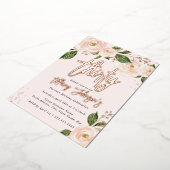  Perzik Bloemen Roos Goud 30e Verjaardag Folie Uitnodiging (Gedraaid)