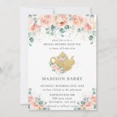 Perzik Bloemen Roos Greenery Vrijgezellenfeest Tea Kaart (Voorkant)