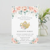 Perzik Bloemen Roos Greenery Vrijgezellenfeest Tea Kaart (Staand voorkant)